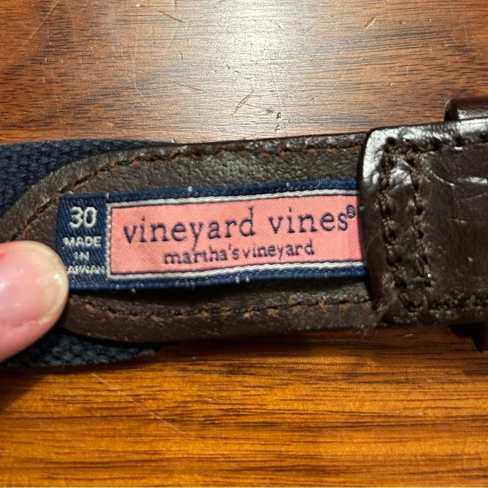 Vineyard Vines Whale Canvas Club Belt Size 30